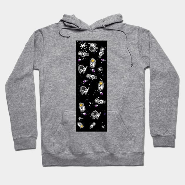 Sci Fi Astronaut Animals Floating In Tall Space Hoodie by ellenhenryart